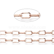 Ion Plating(IP) 304 Stainless Steel Paperclip Chains, Unwelded, with Spool, Flat Oval, Rose Gold, 9.5x5x1.5mm, about 32.8 Feet(10m)/roll(CHS-D030-01RG)