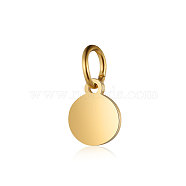 201 Stainless Steel Pendants, Flat Round, Stamping Blank Tag, Golden, 7.5x6x1mm, Hole: 3.5mm(STAS-S105-T638-2-6)
