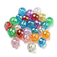 Transparent Acrylic AB Colors European Beads, Large Hole Beads, Rondelle, Mixed Color, 11x8mm, Hole: 5mm(KY-T025-02-I)