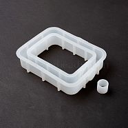 Rectangle Display Holder Silicone Molds, for Test Tube of Water Planting, Resin Casting Molds, White, 158x121x32mm, Inner Diameter: 108x144mm, Hole: 17mm & 21x19mm, 2pcs/set(DIY-F114-05)