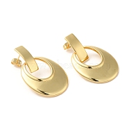 Real 18K Gold Plated Brass Dangle Stud Earrings, Long-Lasting Plated, Cadmium Free & Lead Free, Oval, 42.5x26mm(EJEW-G382-21C-G)