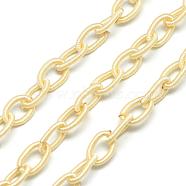Handmade Nylon Cable Chains Loop, Oval, Champagne Yellow, 13~14x8~9x2mm, about 1yard/strand, about 95~100loops/strand(NWIR-R045-55)