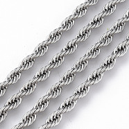 304 Stainless Steel Rope Chain Necklaces for Men Women, with Lobster Claw Clasps, Stainless Steel Color, 25.8 inch(65.5cm)(NJEW-T012-03-66-S-01)