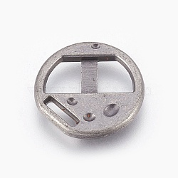 Alloy Clasps, For Leather Cord Bracelets Making, Flat Round, Antique Silver, 17x2mm, Fit for 6mm wide Leather Cord(PALLOY-J495-36AS)