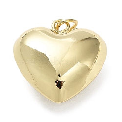 Eco-Friendly Brass Pendants, Cadmium Free & Lead Free, with Jump Ring, Heart Charm, Real 18K Gold Plated, 26.5x25x13mm(KK-M256-02G)