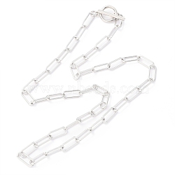 304 Stainless Steel Paperclip Chain Necklaces, with Toggle Clasps, Stainless Steel Color, 20.15 inch(51.2cm), 5.5mm(NJEW-H305-10P)