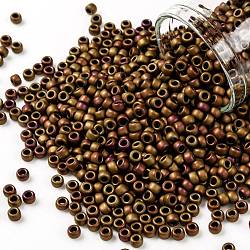 TOHO Round Seed Beads, Japanese Seed Beads, (618) Opaque Frosted Pastel Mudbrick, 8/0, 3mm, Hole: 1mm, about 1110pcs/50g(SEED-XTR08-0618)