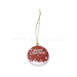 Christmas Theme Acrylic Pendant Decoration, Nylon Cord Hanging Decoration, Flat Round, Word, 190~205mm(HJEW-G021-01A)