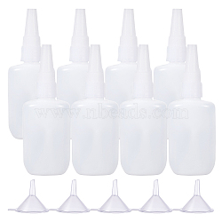 Plastic Glue Bottles Sets, Bottle Caps Through-hole, with Transparent Funnel Hopper, White, 13.1cm, Capacity: 50g, 10pcs/set(DIY-BC0002-42)