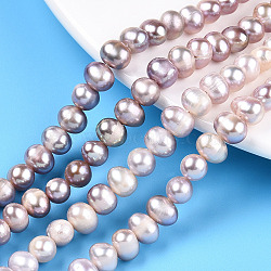 Natural Cultured Freshwater Pearl Beads Strands, Potato, Plum, 5.5~8.5x5.5~6.5mm, Hole: 0.6mm, about 57~59pcs/strand, 13.58~13.78 inch(34.5~35cm)(PEAR-N013-06N)
