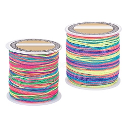 2 Rolls Segment Dyed Polyester Cords Macrame Thread, Chinese Knot Cord, for DIY Jewelry Making, Colorful, 0.8mm, about 131.23~142.16 yards(120~130m)/roll(OCOR-GO0001-04)