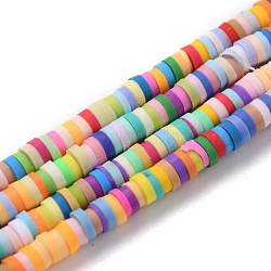 Handmade Polymer Clay Bead Strands, Heishi Beads, for DIY Jewelry Crafts Supplies, Disc/Flat Round, Mixed Color, 3~3.5x0.5~1mm, Hole: 0.9mm, about 320~450pcs/strand, 15.35 inch~16.92 inch(39~43cm)(CLAY-S094-3mm-A04)