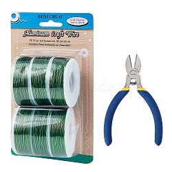 DIY Jewelry Kits, with Aluminum Wire and Iron Side Cutting Pliers, Lime Green, 1mm, about 23m/roll, 6rolls/set(DIY-BC0011-39L)