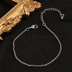 Brass Rolo Chain Bracelets for Women, Cadmium Free & Lead Free, 901 Stainless Steel Clasp, Long-Lasting Plated, Platinum, 6-1/2 inch(16.5cm)(BJEW-G735-05P)