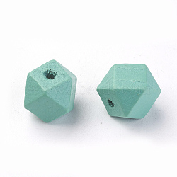 Dyed Natural Wooden Beads, Polygon, Light Sea Green, 20x18~20x18~20mm, Hole: 3.5mm(WOOD-S037-109E-20mm)