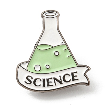Flask Enamel Pins, Science Lab Themed Alloy Badge, Golden, Light Green, 27.5x25x2mm