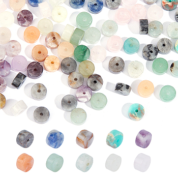 100Pcs 10 Styles Natural & Synthetic Mixed Gemstones Beads, Heishi Beads, Flat Round/Disc, Mixed Dyed and Undyed, Mixed Color, 6x2.5~3.3mm, Hole: 1mm, 10pcs/style