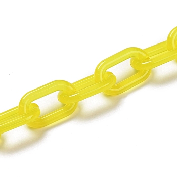 Handmade Imitation Jelly Acrylic Cable Chains, for Jewelry Making, Unwelded, Oval, Yellow, link: 27x16.5x4mm, 39.37 inch(1m)/strand