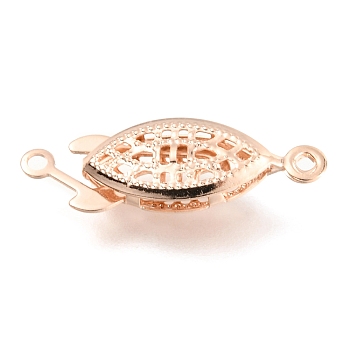 304 Stainless Steel Box Clasps, Multi-Strand Clasps, Horse Eye, Rose Gold, 21.5x7x4mm, Hole: 1.2mm