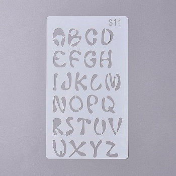 Plastic Drawing Stencil, For DIY Scrapbooking, Alphabet Letter A~Z Pattern, White, 178x102x0.4mm