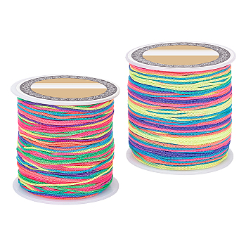 2 Rolls Segment Dyed Polyester Cords Macrame Thread, Chinese Knot Cord, for DIY Jewelry Making, Colorful, 0.8mm, about 131.23~142.16 yards(120~130m)/roll