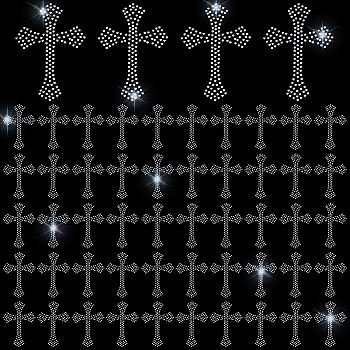 Hotfix Glass Rhinestone, Rhinestone Trimming, Crystal Glass Sewing Trim Rhinestone Tape, Costume Accessories, Cross, 203x318x1.2mm