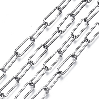 Unwelded Iron Paperclip Chains, Drawn Elongated Cable Chains, with Spool, Gunmetal, 15.1x5.1x1.1mm, about 32.8 Feet(10m)/roll