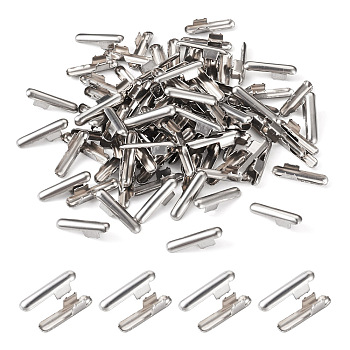 304 Stainless Steel Folding Crimp Ends, Column, Stainless Steel Color, 24.5x5.5x7mm
