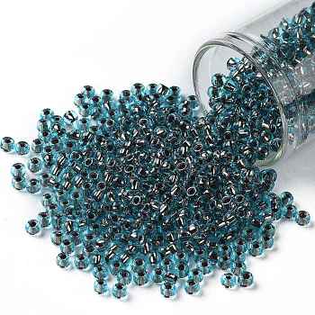 TOHO Round Seed Beads, Japanese Seed Beads, (748) Copper Lined Light Aqua, 8/0, 3mm, Hole: 1mm, about 10000pcs/pound