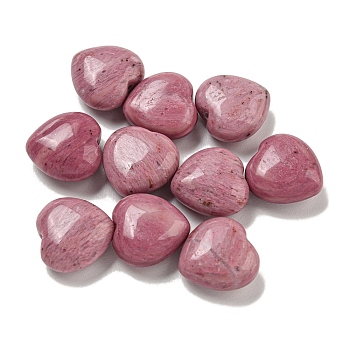 Natural Rhodonite Beads, Half Drilled, Heart, 15.5x15.5x8mm, Hole: 1mm