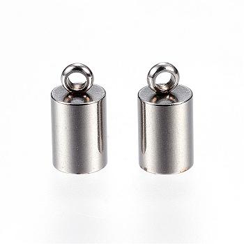 304 Stainless Steel Cord Ends, End Caps, Stainless Steel Color, 10x5mm, Hole: 1.5mm, Inner Diameter: 4.2mm