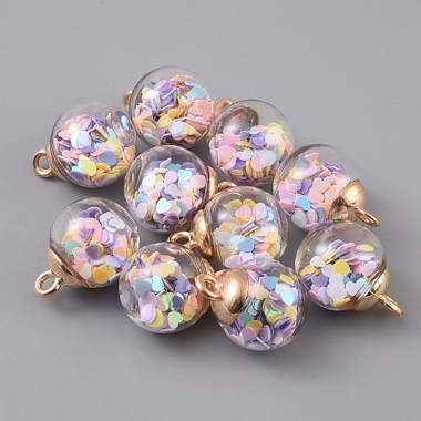 Golden Colorful Round Glass Pendants