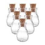 Oval Glass Bottle for Bead Containers, with Cork Stopper, Wishing Bottle, Clear, 25x15mm, Hole: 6mm, Bottleneck: 9mm in diameter, Capacity: 1.2ml(0.04 fl. oz)(X1-AJEW-R045-09)