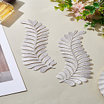 1 Pair Computerized Embroidery Cloth Iron on/Sew on Patches, Leaf Cloth Appliques, Gainsboro, 195x60x1mm(PATC-LP0001-05B)