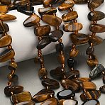 Natural Tiger Eye Beads Strands, Chip, Top Drilled, with Seed Beads, 13~20x6~10x5~8mm, Hole: 1.2mm, about 46~47pcs/strand, 15.55''~15.75''(39.5~40cm)(G-Z130-A01-02)