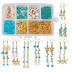 DIY Earring Making, with Glass Beads, Shell Beads, Gemstone Beads, Tibetan Silver Charms, 304 Stainless Steel Pendants and Brass Earring Hooks, Golden, 11x7x3cm(DIY-SC0005-15G)