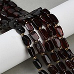 Natural Amber Beads Strands, Rectangle, with Seed Beads, Dark Red, 5~10x4~6x4~6mm, Hole: 0.8~0.9mm, about 41~42pcs/strand, 35~36cm(G-Z106-B01-01A)