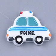 Resin Cabochons, Police Car, White, 24x29.5x5mm(CRES-T010-138)
