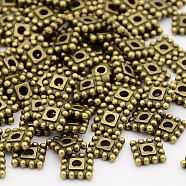 Tibetan Style Alloy Spacer Beads, Cadmium Free & Nickel Free & Lead Free, Square, Antique Bronze, 7x7x2mm, hole: 2mm(TIBEB-P002-02AB-NR)