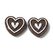 Opaque Resin Cabochons, Heart, Coconut Brown, 22x23.5x7mm(CRES-D028-03)