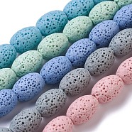 Natural Lava Rock Beads Strands, Dyed, Oval, Mixed Color, 15x11mm, Hole: 1.6mm, about 27pcs/strand, 15.7 inch(40cm)(G-F643-B-M)