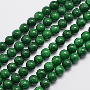 Natural Malaysia Jade Beads Strands, Round, Dyed, Dark Green, 8mm, Hole: 1mm, about 48pcs/strand, 15 inch(G-A146-8mm-B04)