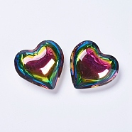 Glass Pendants, Heart, Colorful, 40~41x42~43x15mm, Hole: 2mm(X-EGLA-K011-07A-04)
