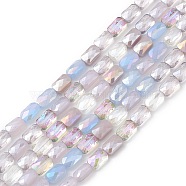 Gradient Color Electroplate Glass Bead Strands, AB Color Plated, Faceted, Rectangle, Thistle, 6.6x4.4x3mm, Hole: 1mm, about 77~83pcs/strand, 20.59~21.46 inch(52.3~54.5cm)(GLAA-E042-01B)