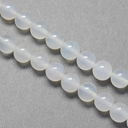 Round Natural White Agate Beads Strands, 4mm, Hole: 0.8mm, about 94pcs/strand, 14.8 inch(G-S129-4mm)
