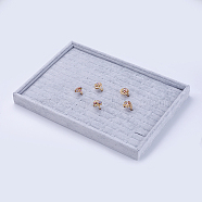Wood Ring Displays, with Ice Plush, Rectangle, Gray, 35.2x24.2x3cm(RDIS-G005-06A)