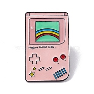 Game Console Theme Enamel Pin, Electrophoresis Black Plated Alloy Creative Brooch for Backpack Clothes, Medium Aquamarine, 29x18x1mm(JEWB-E017-02EB-03)