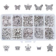 Tibetan Style Alloy Charms, Butterfly, Antique Silver, 13.5x7x3mm(PALLOY-PH0012-31)