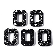 Spray Painted CCB Plastic Linking Rings, Quick Link Connectors, for Jewelry Chain Making, Rectangle, Black, 28x21x6mm, Inner Diameter: 8.5x15mm(X-CCB-Q091-017B)
