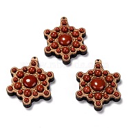 Beech Wood Pendants, with Natural Red Jasper Beads, Star, 45x36.5x11.5mm, Hole: 1mm(G-F701-03C)